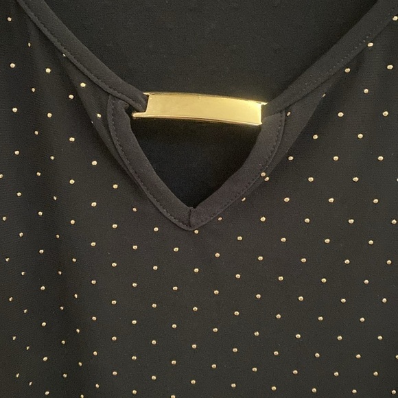 Elements black blouse with gold embellishments. 1X - Picture 2 of 8